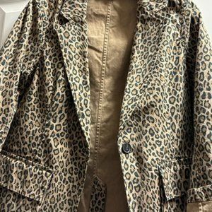 NILI LOTAN BLAZER ADDISON LEOPARD PRINT COTTON SIZE 8 ONE-BUTTON JACKET